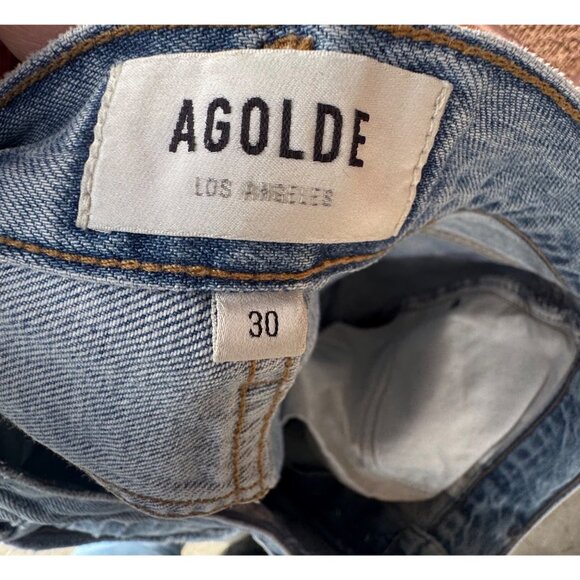 AGOLDE High Rise Straight Crop Jeans Size 30x26 Light Wash Button Fly Organic - Picture 6 of 10